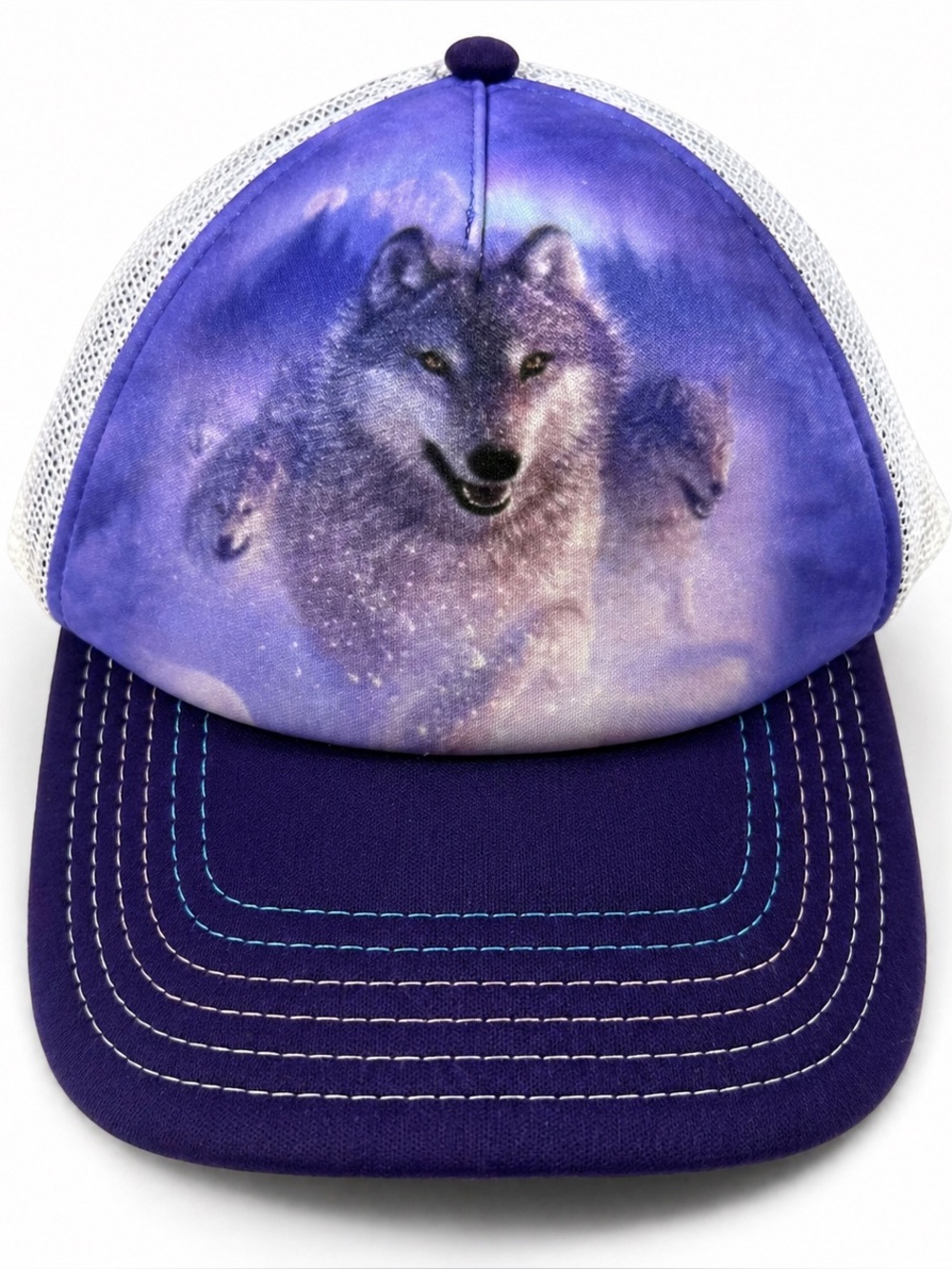 Y2K Wolf Graphic Purple Tucker Mesh Snapback The Mountain - Picture 5 of 10